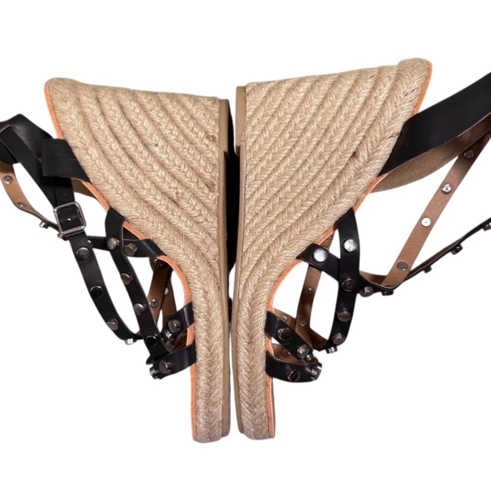 DOLCE VITA Black Studded Wedge Sandals - Picture 9 of 10